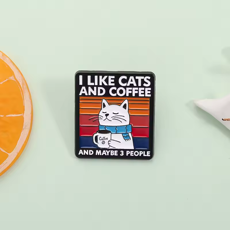 I Like Cats And Coffee And Maybe 3 People Enamel Pins Cartoon Cat Drinking Coffee Alloy Brooches Lapel Badge Funny Jewelry Gifts - Image 4