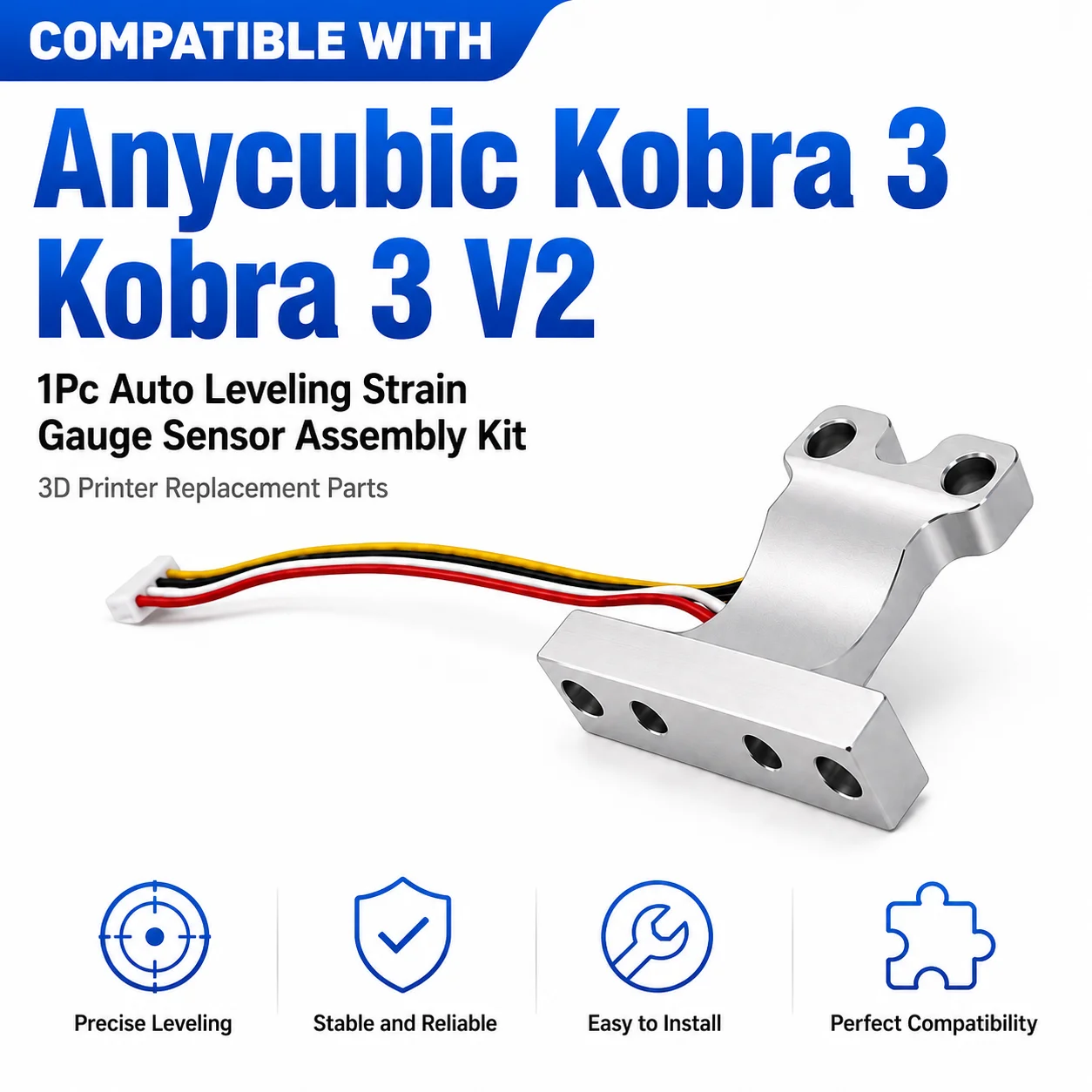 1Pc Auto Leveling Strain Gauge Sensor Assembly Kit for Anycubic Kobra 3 / Kobra 3 V2 3D Printer Replacement Parts
