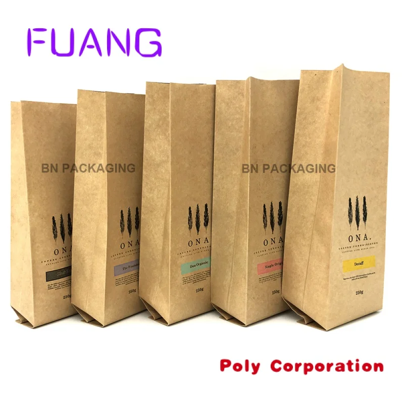 Custom  china factory direct reusable high capacity brown kraft paper coffee bag with tin tie