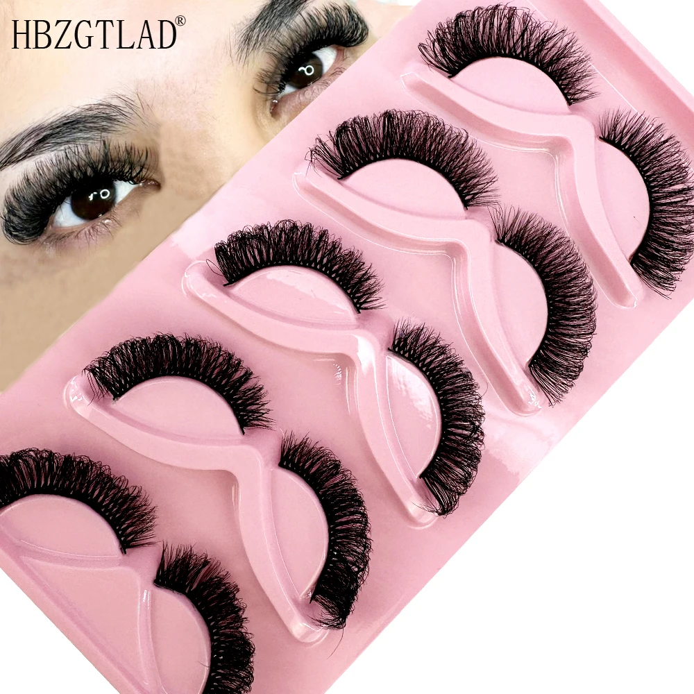 5 Pairs 3D DD Curl Russian Strip Lashes Bulk Short Fluffy Mink Lashes Extension Supplies Natural 5D Fake Eyelashes Makeup Tools