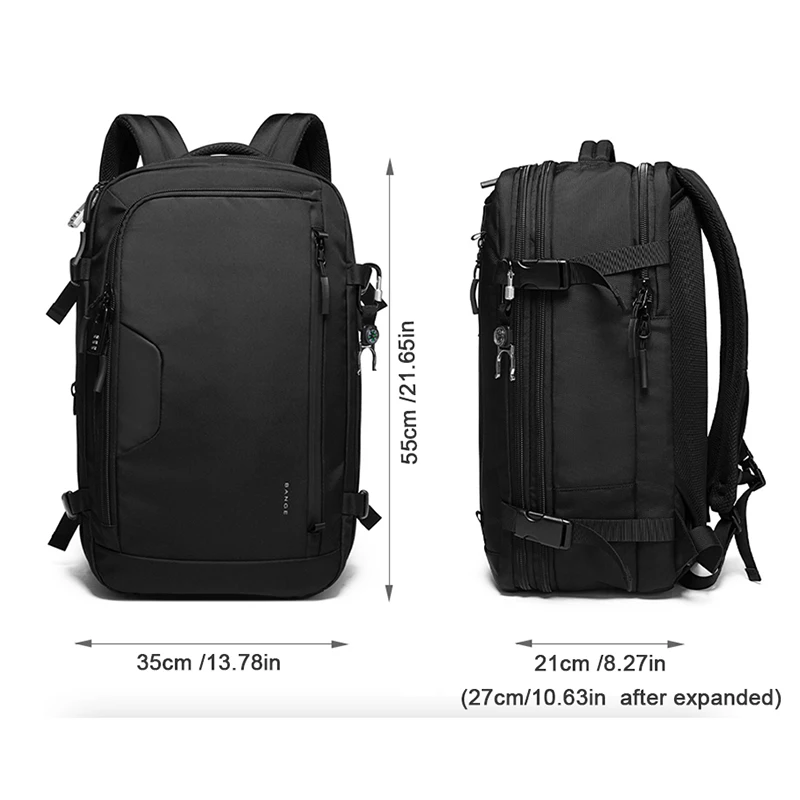 47L Travel Backpack Men USB Aesthetic Anti-theft 17.3 Laptop Backpack School Expandable Bag Compass Fashion Male Backpack Large