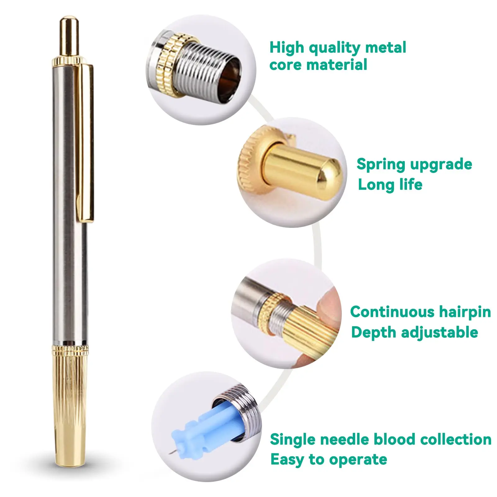 Blood Lancing Pen,Stainless Steel Slight Pain Cupping Acupuncture Massage Device Blood Test Tools for Relaxing Trigger Self