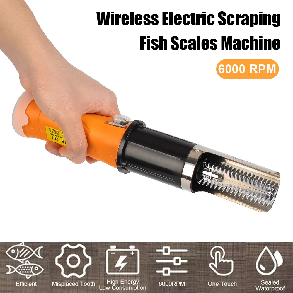 

EU Plug Fish Scale Planer Kitchen Tools Seafood Tools Electric Fish Scaler Fishing Scalers Scraper 6000 RPM