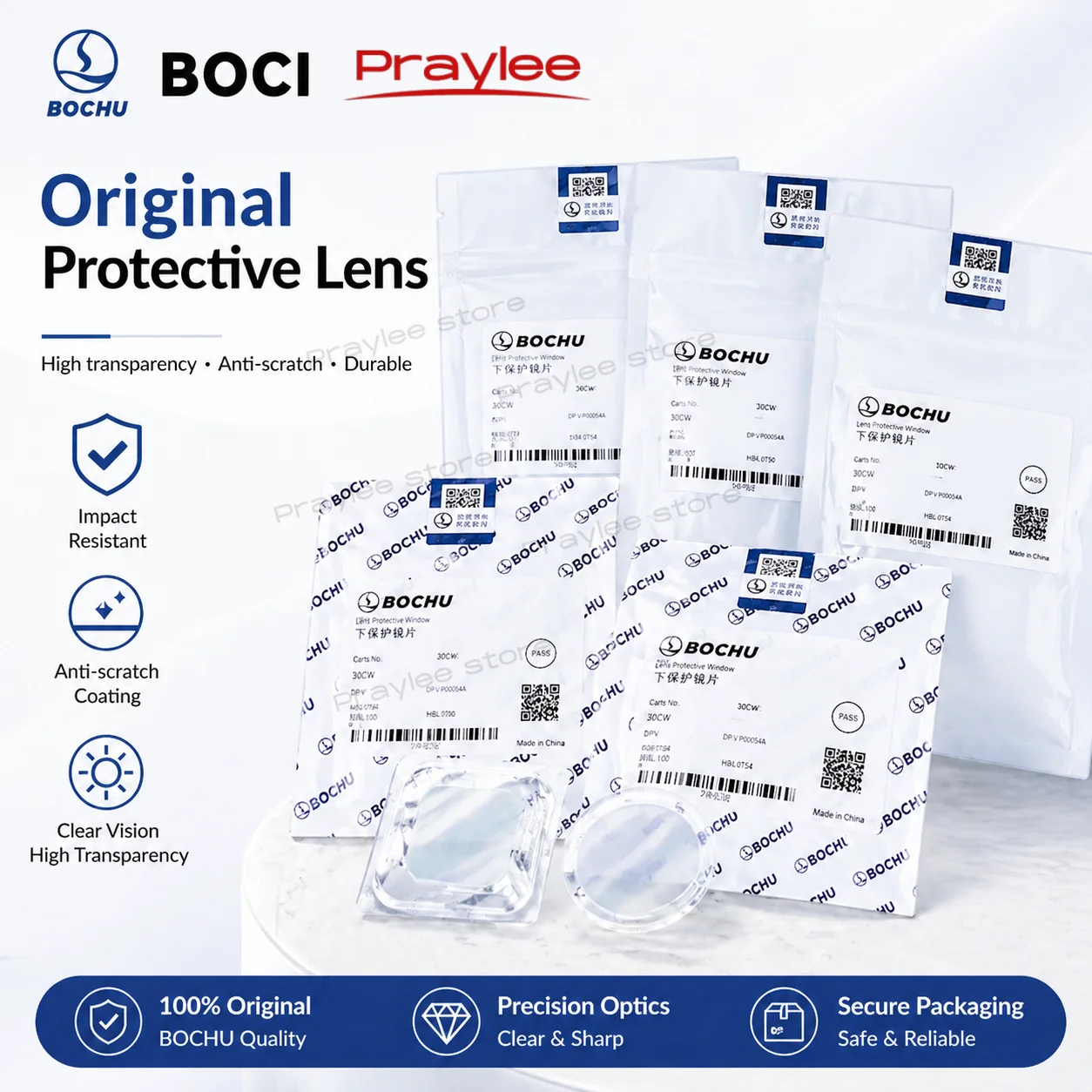 Oryginalne okno ochronne BOCI Laser 34x5 21,5x2 25,4x4 20K Silica Optics Glass Lens dla BLT642 641 421 441 Tongkuai HAN'S