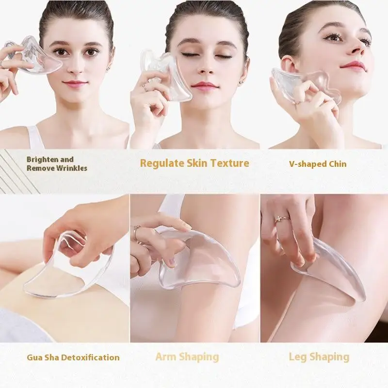 1 Stück transparentes Gua-Sha-Brett, Gua-Sha-Massage für Gesichtslifting, Gua-Sha-Schaber, Gesichtsmassagegerät aus Harz – Detail 4