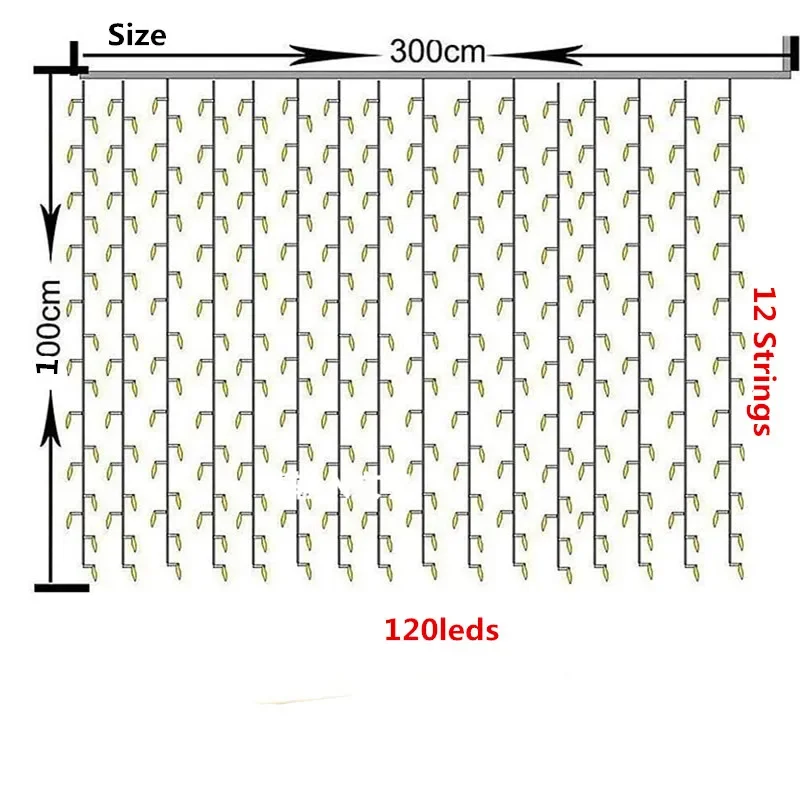 LED Màn Icicle Dây Đèn 3X3M EU Giáng Sinh Cổ Tích Đèn Vòng Hoa Ngoài Trời Đèn Cho Tiệc Cưới/Tiệc/Vườn Trang Trí Nhà Cửa