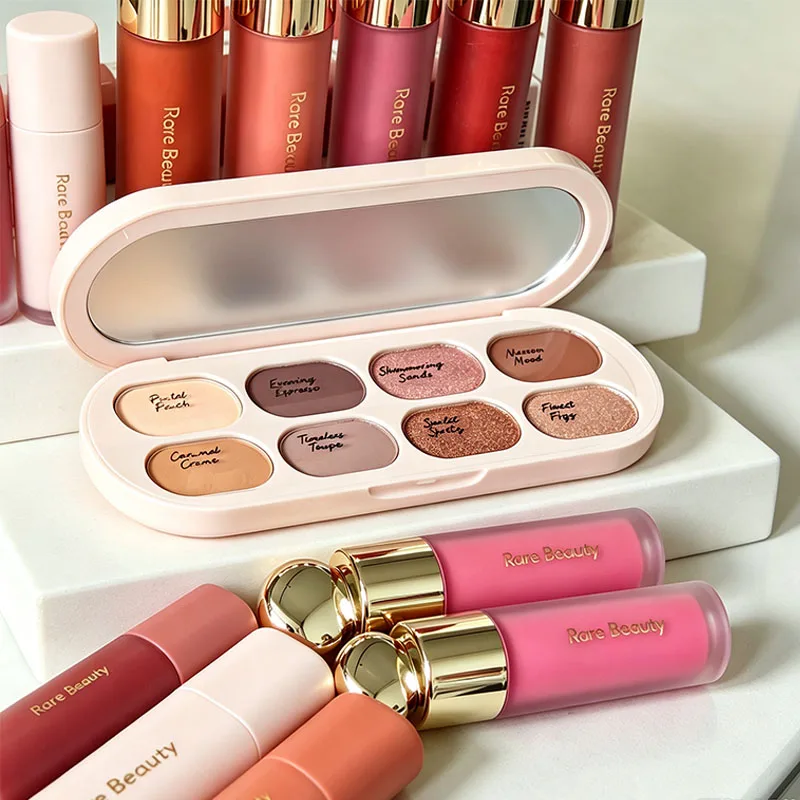 Fashion RARE Beauty New Glitter 8 Color Eye Shadow 4 Color Butter LipstickNatural Water Light Liquid Blusher Makeup Products