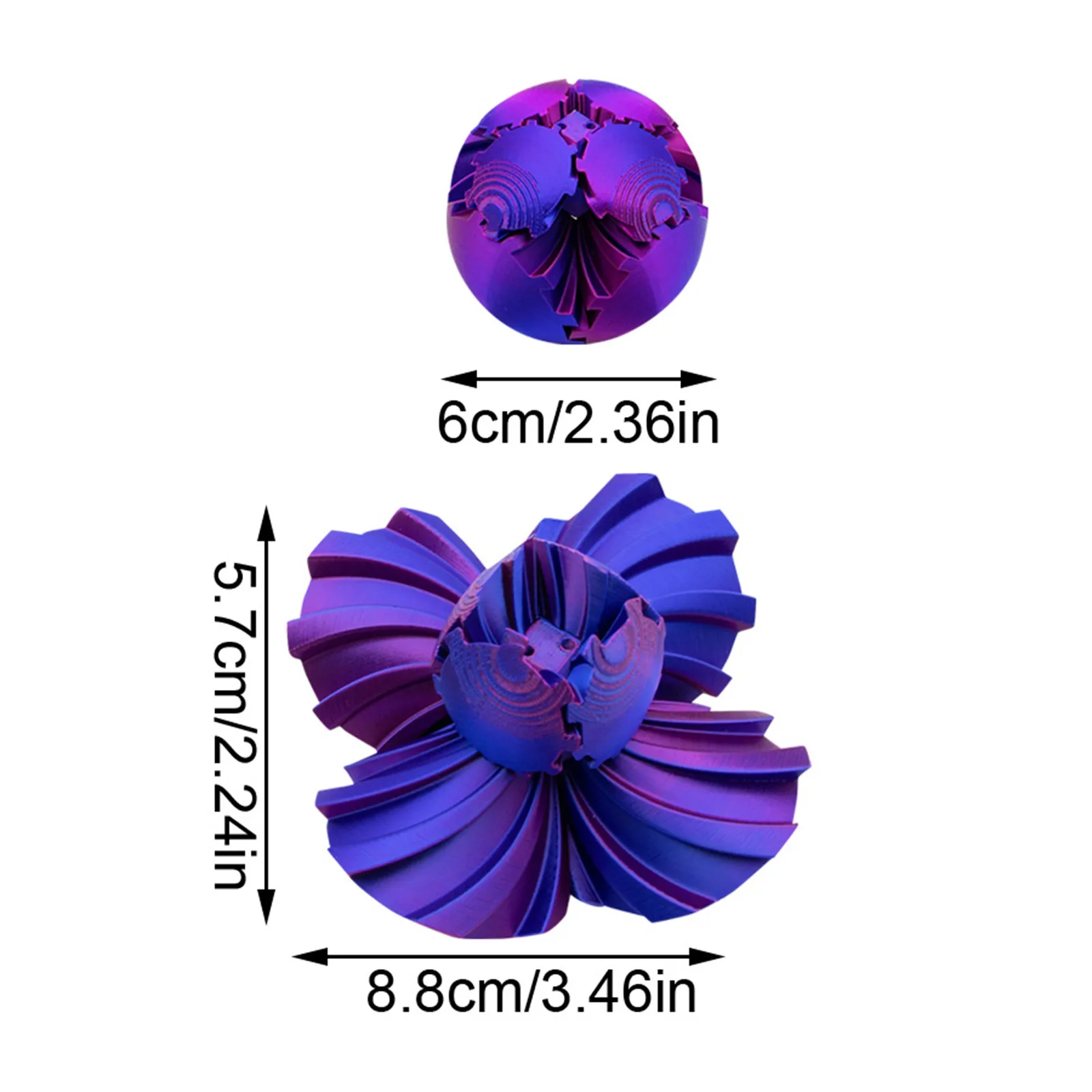 6/8/10cm Gear Ball Toys 3d Printed Gear Ball Spinning Ball Stress Relieving Fingertip Toy Desktop Figurines Decorations