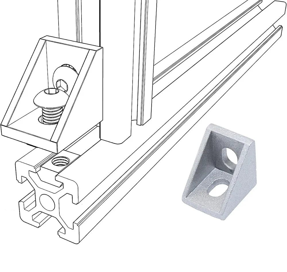 2020 Slot 6 Corner Angle L Brackets Connector Fasten connector Aluminum Profile Accessorie Pack of 50