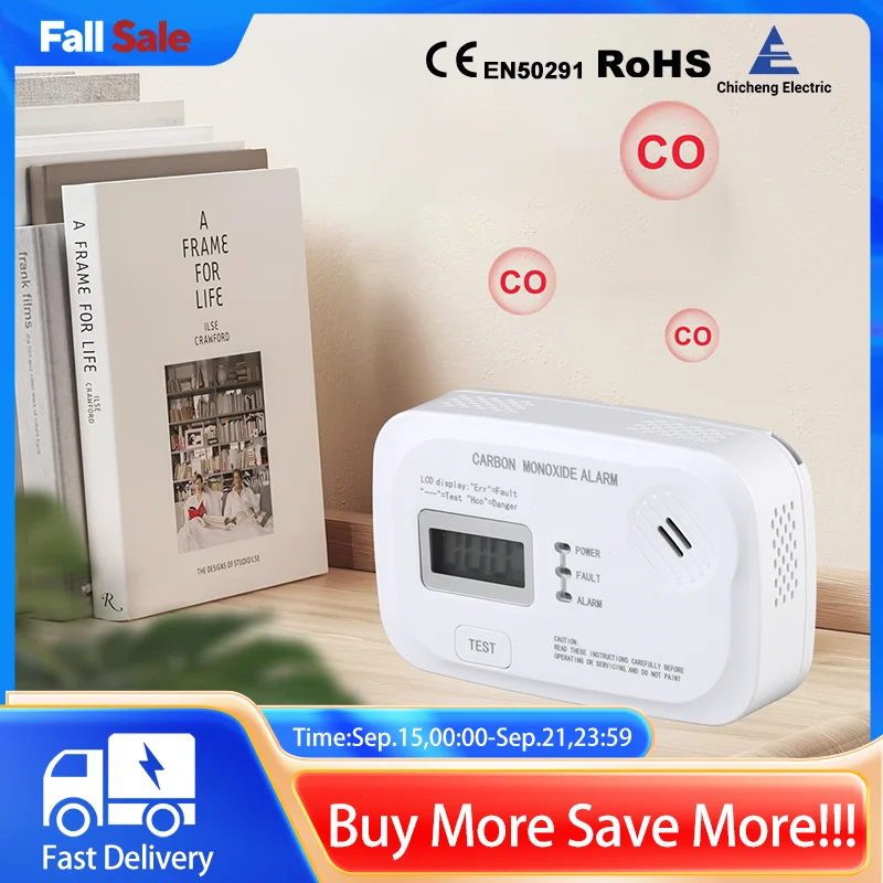 

Carbon Monoxide Detector EN50291 CO Sensor Portable Carbon Monoxide Alarm For Home RV Travel Garage LCD Dispaly AA Batteries