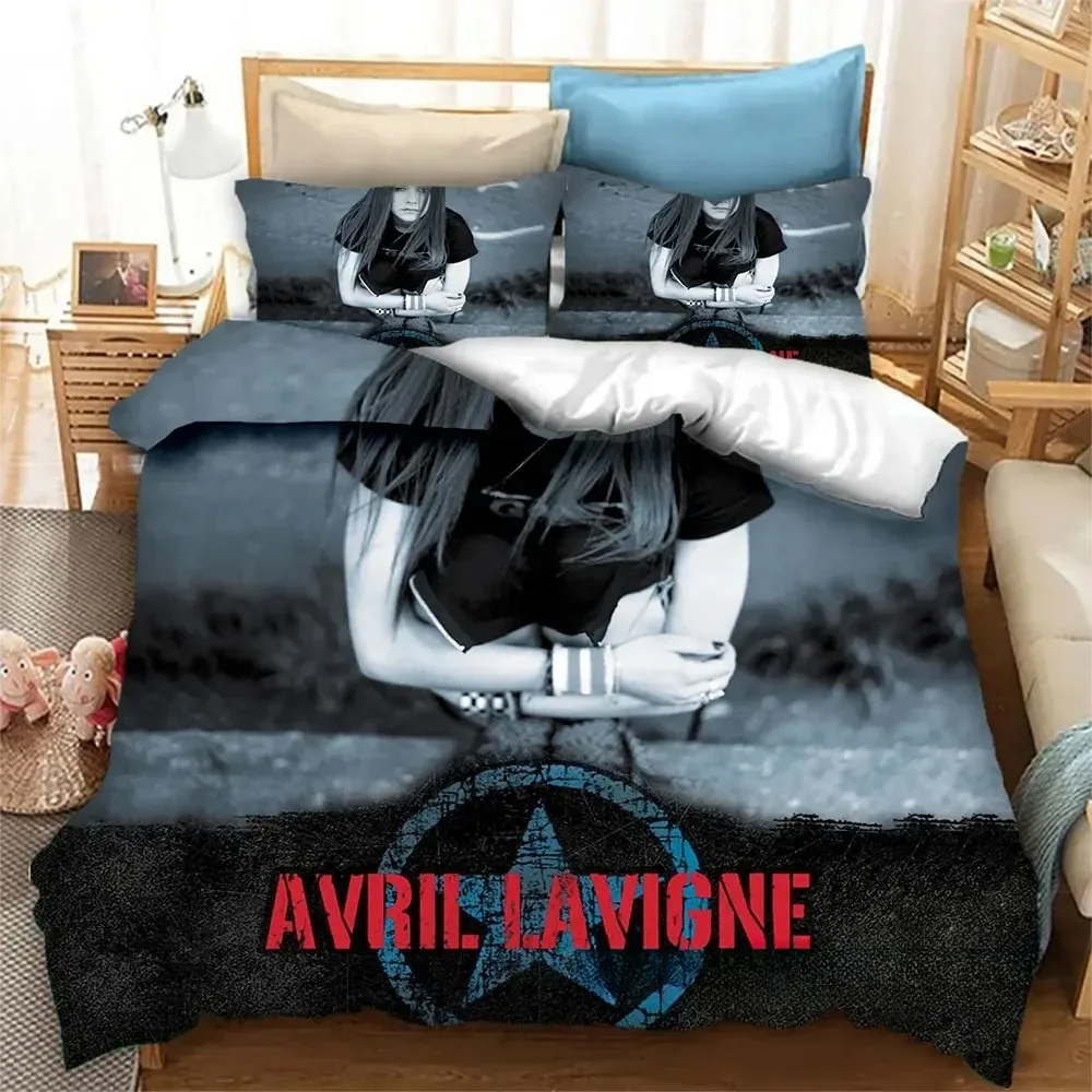Avril Lavigne مجموعات الفراش رائعة لوازم السرير مجموعة غطاء لحاف السرير المعزي مجموعة طقم سرير الفتيات هدية عيد ميلاد