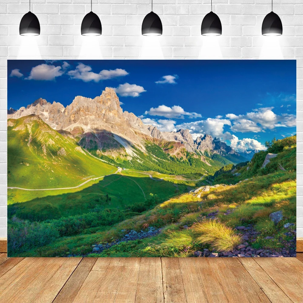 자연 풍경 사진 배경 용수철 숲 산 물 푸른 하늘 하얀 구름 풍경 포토콜 사진 배경