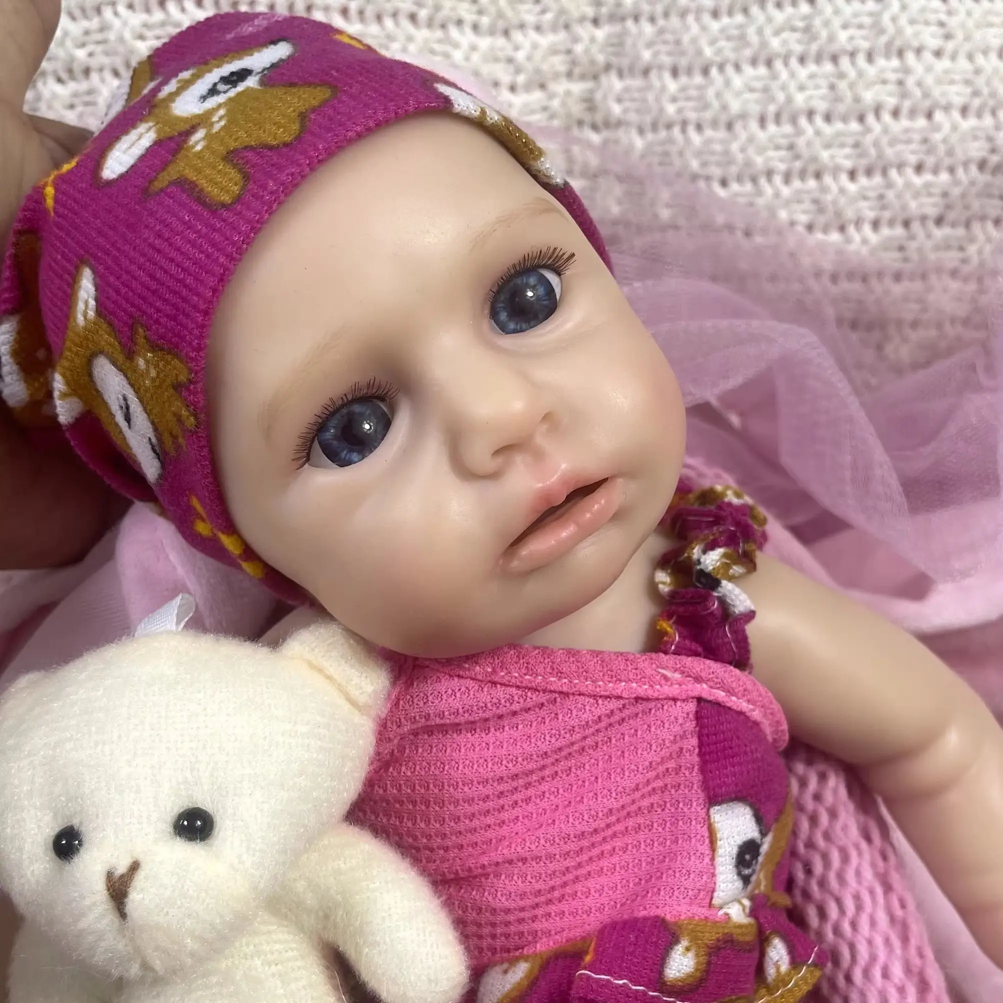 13 Inch Open Mouth LouLou Awake Full Silicone Reborn Baby Doll Lifelike Soft Solid Silicone Girl Birthday Christmas Gift