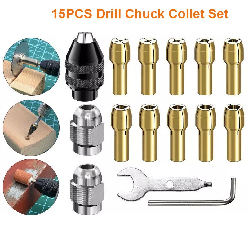 

Drill Chuck Collet Set for DREMEL Drill Bit Chuck Shank Rotary Tool Quick Change Quick with Replacement Rotary Drill Nut Set