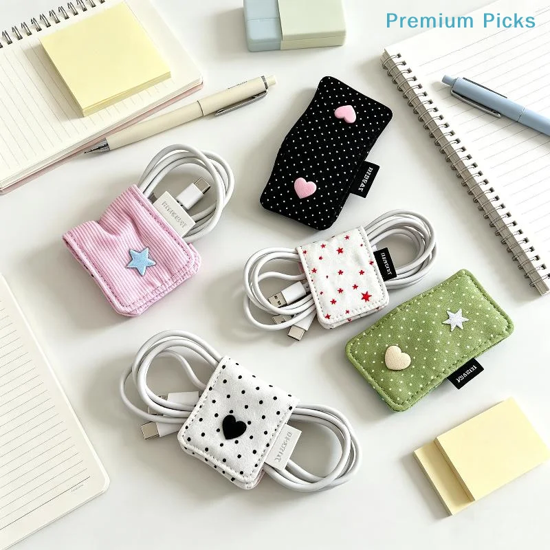portableFabric Handmade Earphone Accessories Data Cable Organizer Storage Bag for Charging Wires USB Cord Portable Pouch
