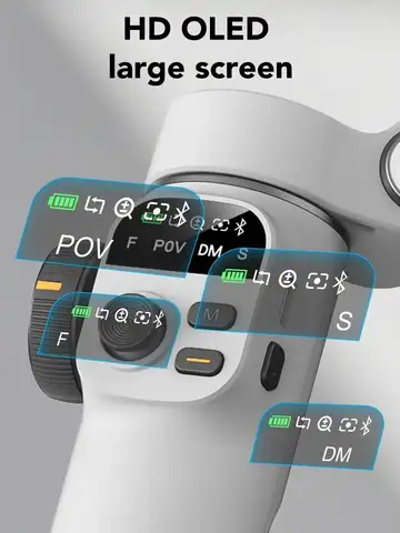 AOCHUAN Handheld Gimbal Stabilizer 3 Axis Built-in 20cm Extension Rod LED Display Phone Holder For Vlog Shooting Live Streaming