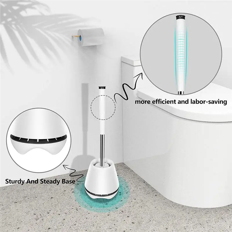

(ABLP) Silicone Toilet Brush Toilet Bowl Brush and Holder Toilet Cleaner Brush with Silicone Bristles Ventilated Toilet Brushes