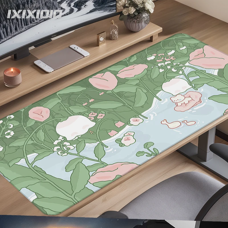 Cute Green Gift for Girls Mouse Pad Gaming XL New Home Mousepad XXL MousePads Non-Slip Natural Rubber Soft Computer Mouse Mats