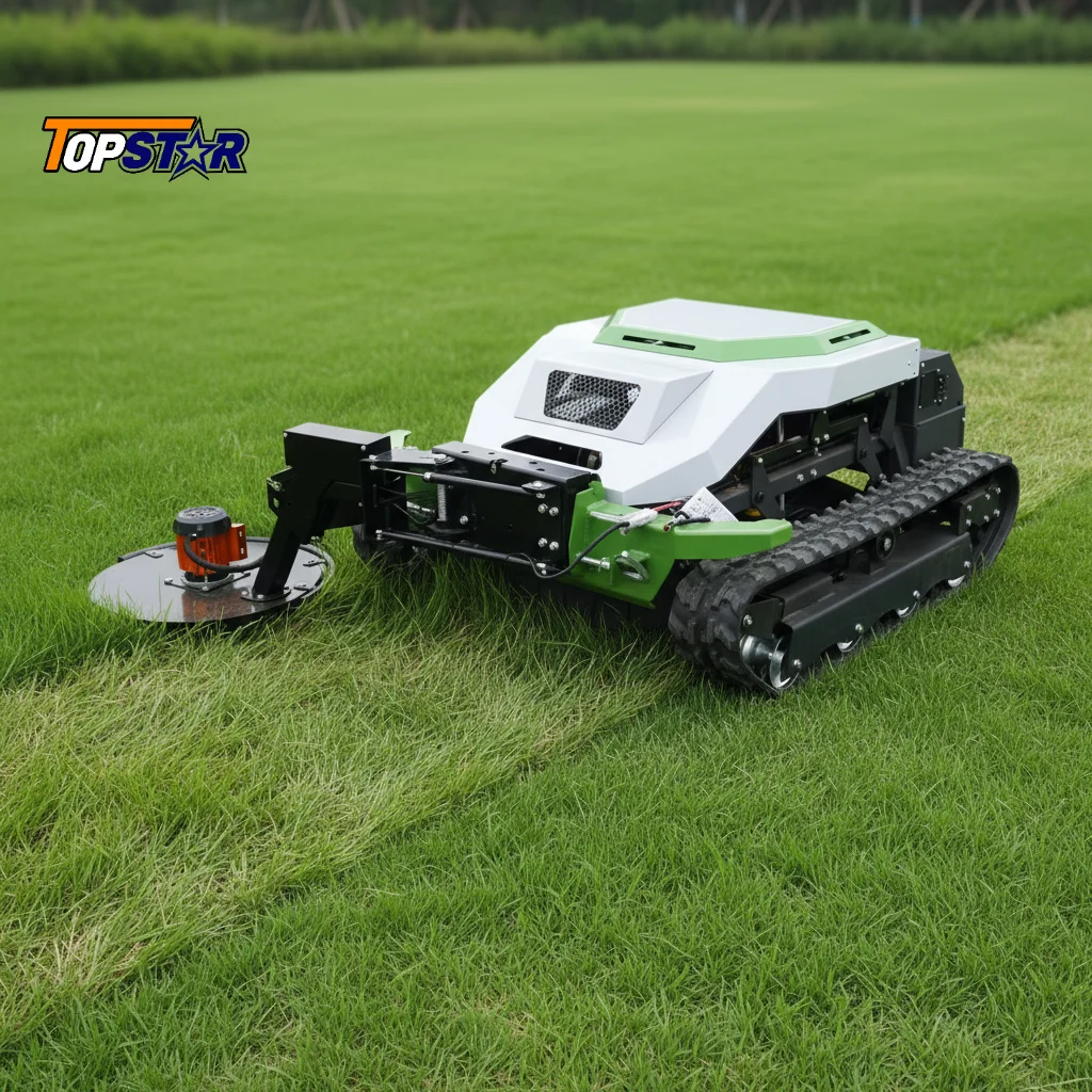 

Remote Control Crawler Mower Cordless Battery Operated Electric Mowing Equipment for Large Lawn