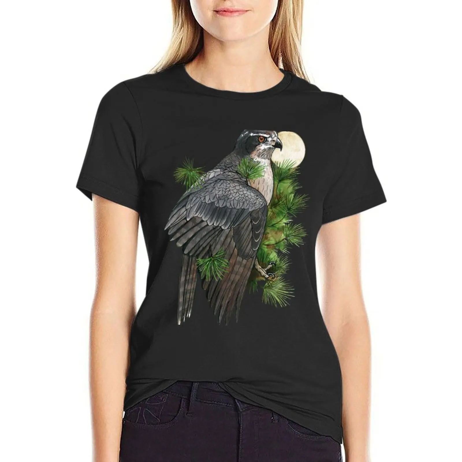 Northern Goshawk in Pines T-Shirt customs graphics plus size tops sublime luxury designer clothing Women