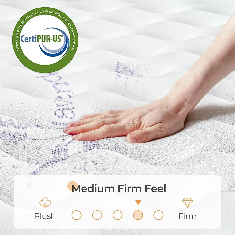 Innerspring-Colchão/Cama em Caixa Completo Híbrido, Sensação de Pelúcia Firme Média, Espuma de Memória Multi-Camadas, CertiPUR, Certificação US, 10"