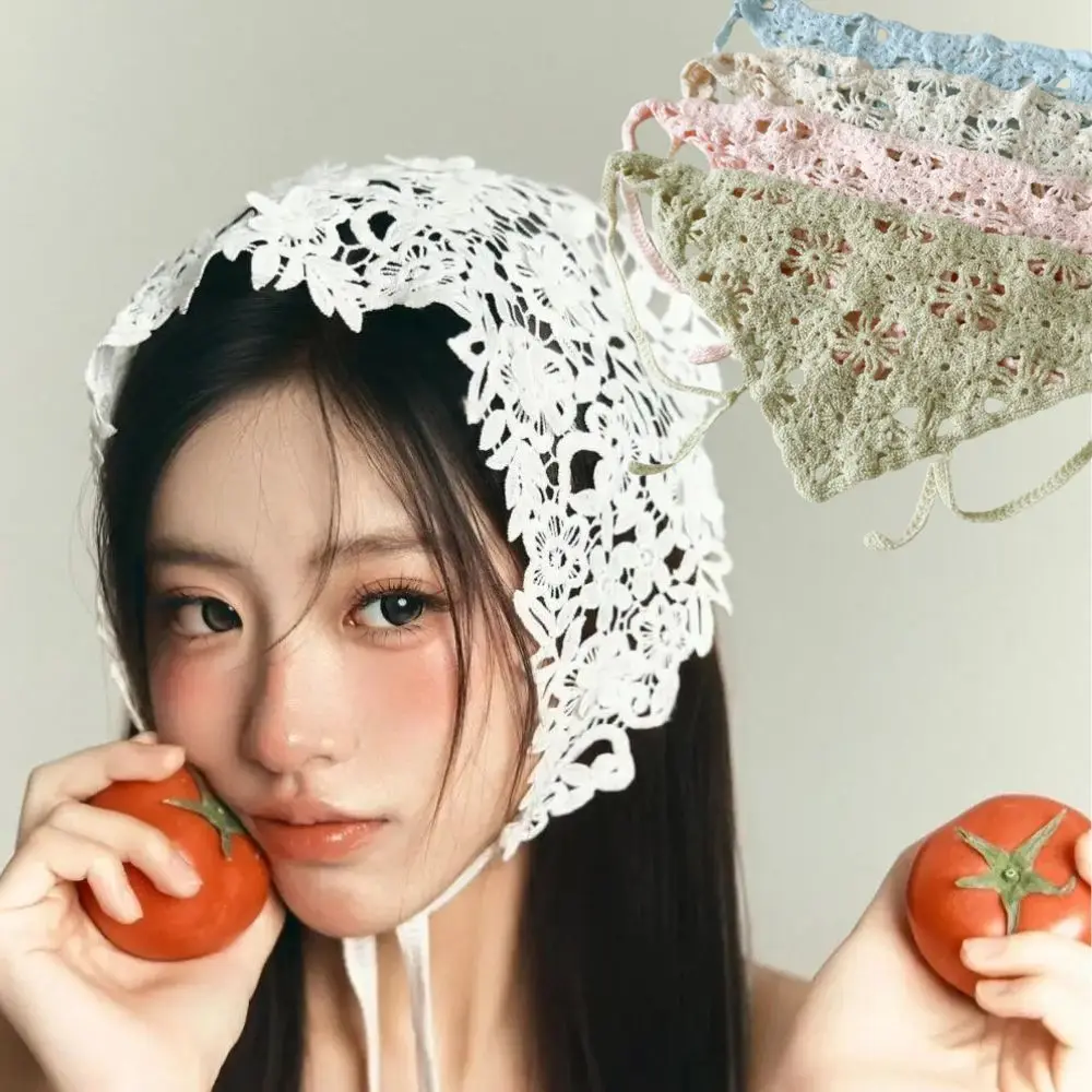

Fashion Retro Triangle Headband Towel Knitted Handmade Crochet Triangle Headband Spring Summer Women Travel Headscarf Hat Girls