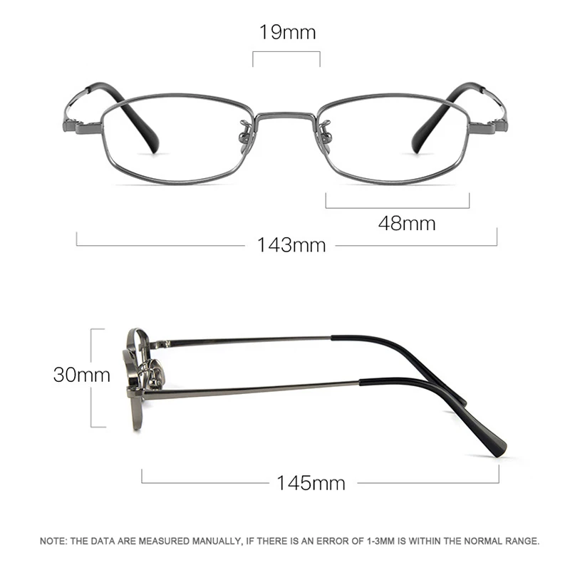 Titanium Eyeglasses Men Temperament Small Frame Business Casual Women Rectangular Fashion Spring Temple Small Face Spectacles