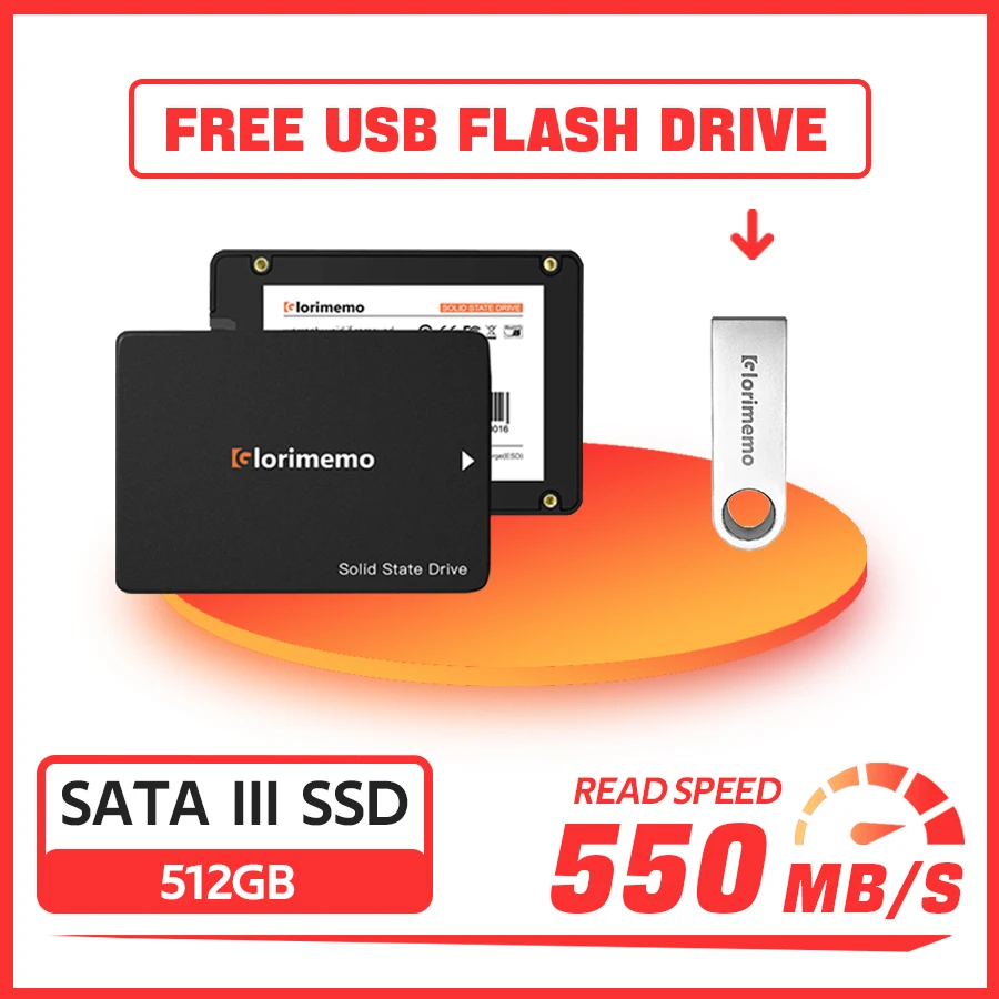 Glorimemo SATA III Solid State Drive 512GB High Speed 550MB/s SATA III SSD 512GB for Laptop PC and Desktop computer