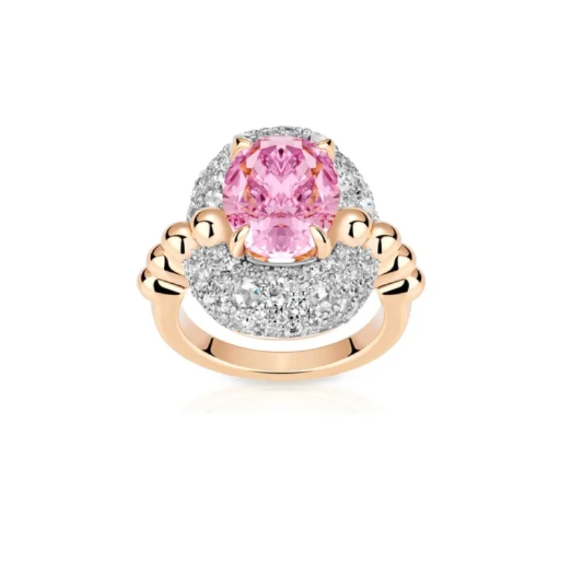 

Кольцо Bellux из серебра 925 пробы с синтетическим цирконом, розовым камнем в форме голубиного яйца, белым бриллиантом и дизайном «Птичье гнездо», легкое, роскошное, для милых девушек