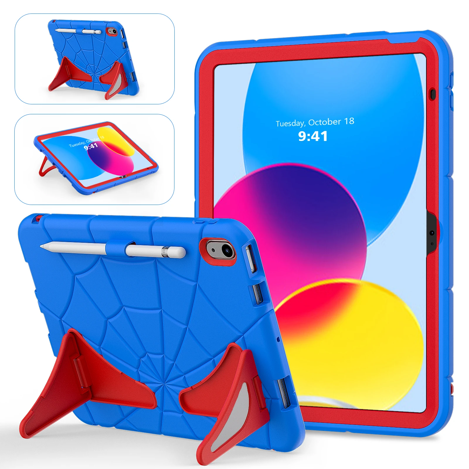 Kids safe rugged  case for iPad 10th 10.9 2022 9.7 5th 6th 2017 2018 3-Layer Protection Stand Cover PC+Silicon material Hybrid