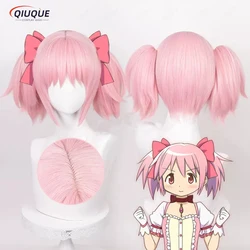 Парик для косплея из аниме Puella Magi Madoka Magica Kaname Madoka, Короткие Розовые термостойкие синтетические волосы, парик с шапочкой