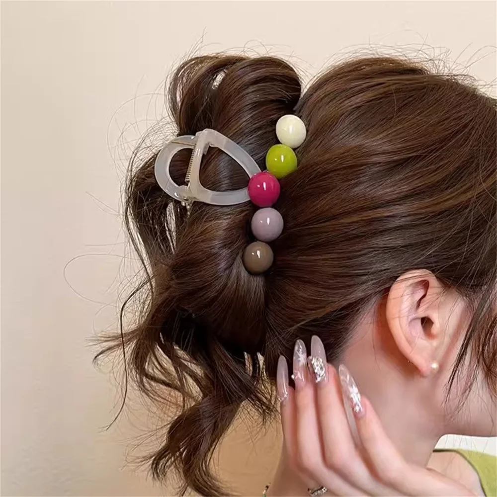 Retro Fashion Colorful Love Hair Crab Hair Claw Clip Elegant Ponytail Hairpin Sweet Hair Clip Barrettes Girl Hair Accessories