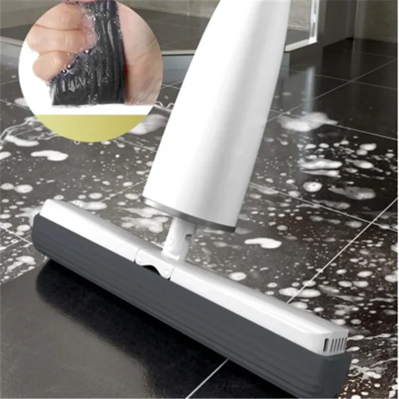 Automatic Self-Wringing Cleaning Mop Flat Mop with PVA Sponge Mop Heads Free Hand Washing for Bedroom Floor Clean Tool