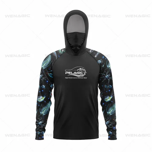 Imagen 2 del producto Ropa de pesca Pelagic Gear para hombre, camiseta de manga larga, protección solar de pescado, transpirable, máscara facial con capucha, ropa de pescador, novedad de verano