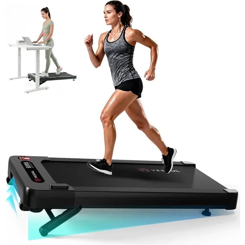 Compact Treadmill with Auto Incline, Desk-Under Exercise Machine for Walking, Hiking, and Running, Supports 300lbs, Smart App wi