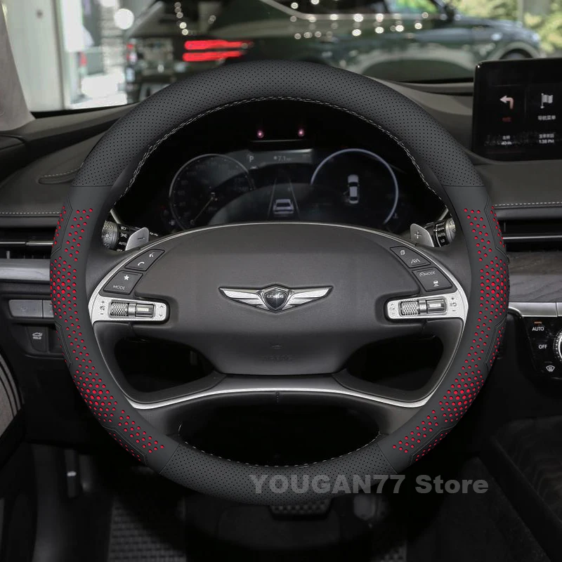 

Car Leather Steering Wheel Cover For Genesis GV80 2021 2022 2023 2024 2025 Summer Auto Steering Wheel Genesis GV80 Accessories
