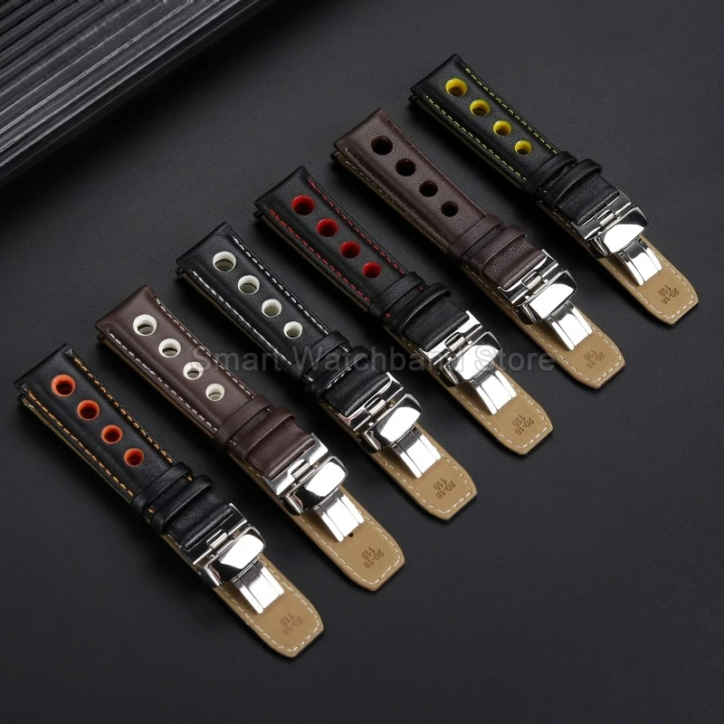 20 مللي متر واجهة مسطحة حزام الساعات مثقب جلد طبيعي لتيسو T-Race T91 T044 T021 للطي مشبك تنفس الجلد ودية