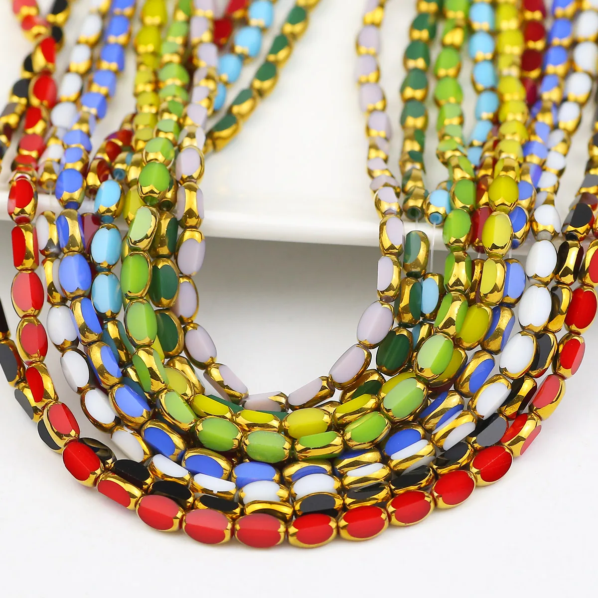 Acryl Oval Cut Gesicht vergoldet Kristall Perle lose Perlen 4×6mm für Schmuckherstellung Damen Armbänder Ohrringe DIY Zubehör