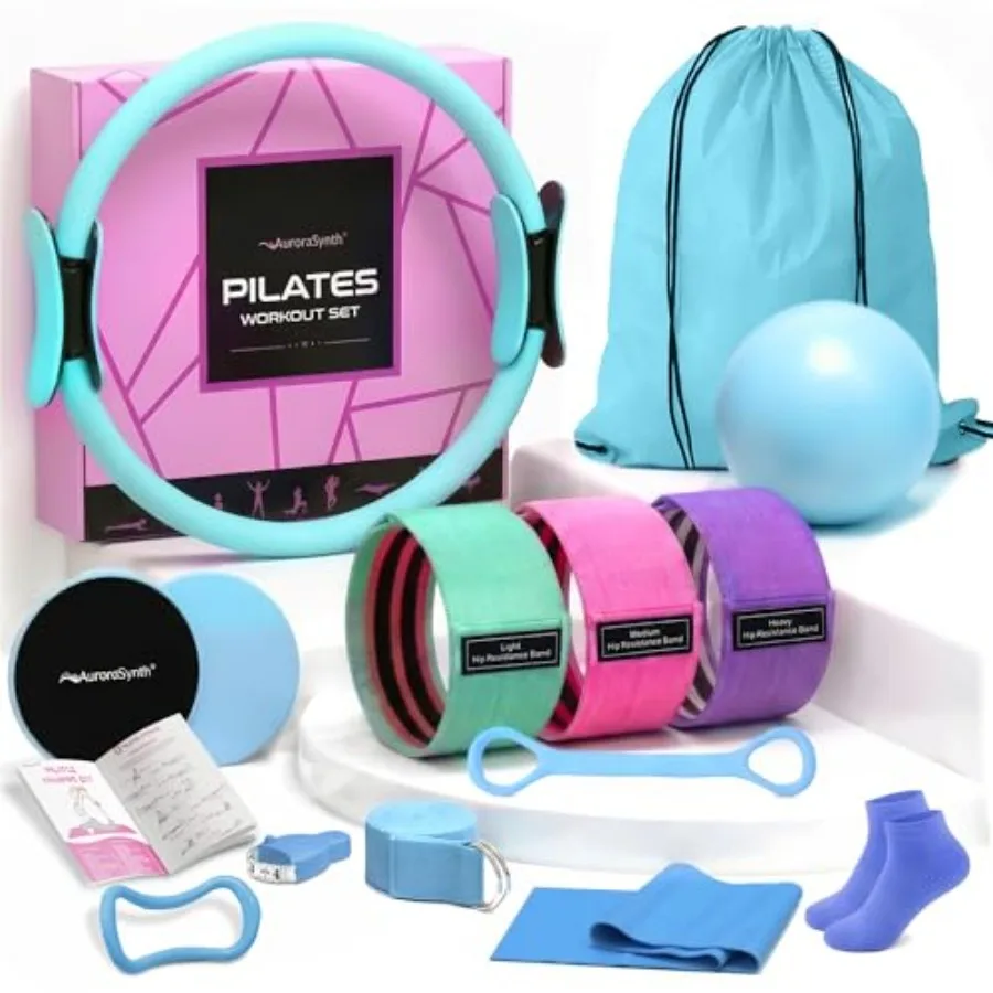 

Pilates Equipment, Pilates Kit for Home Workouts, Pilates Ring and Ball Set for Women With 14.5" Pilates Ring, Ball, Resistance