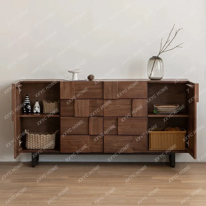 

S1saa black walnut solid wood dining side style wall storage locker