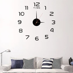3D Wall Clock 40cm/16'' Frameless DIY Sticker Clock for School Hotel Wall Decoration Home Office Living Room Bedroom Decor
