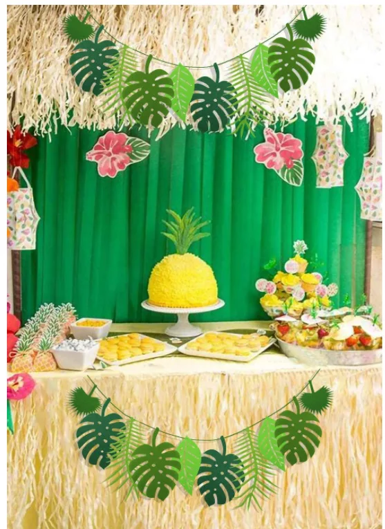 Nappe en forme de tortue hawaïenne pour enfant, décor de fête sur le thème de la jungle tropicale, feuille de palmier, safari, calcul de terre