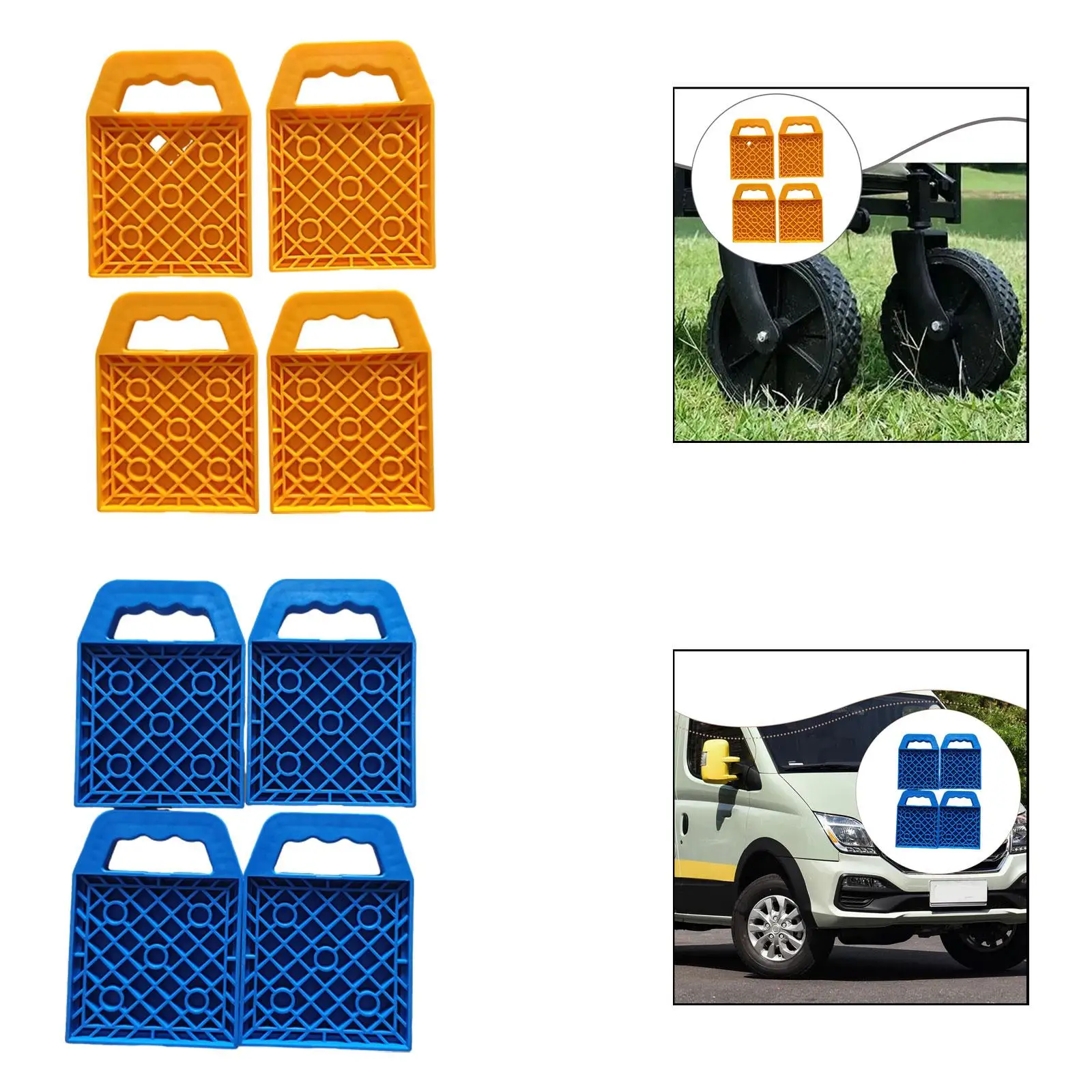 

Stable PVC Trailer Jack Pads Reusable RV Leveling Blocks with Carry Handle for Trailer Campsite Use