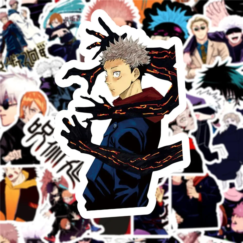 50 sztuk Anime Jujutsu Kaisen naklejki na laptopa bagaż deskorolka księga gości motocykl DIY wodoodporna naklejka Graffiti zabawki prezent