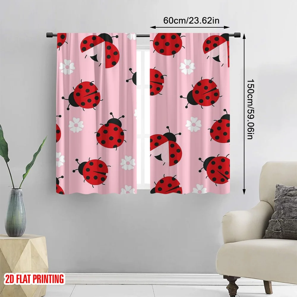 2 قطعة ، 2D طائرة الطباعة نمط الستائر الخنفساء موكب البوليستر سهلة التركيب (بدون قضيب) الهدايا Ldeal لغرفة النوم غرفة المعيشة