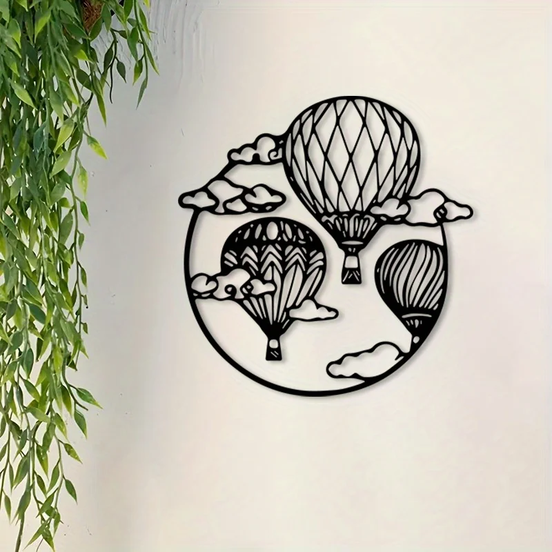 Vintage Hot Air Balloon Iron Wall Art Rustproof Indoor Outdoor Home Living Room Garden Fence Hanging Decor
