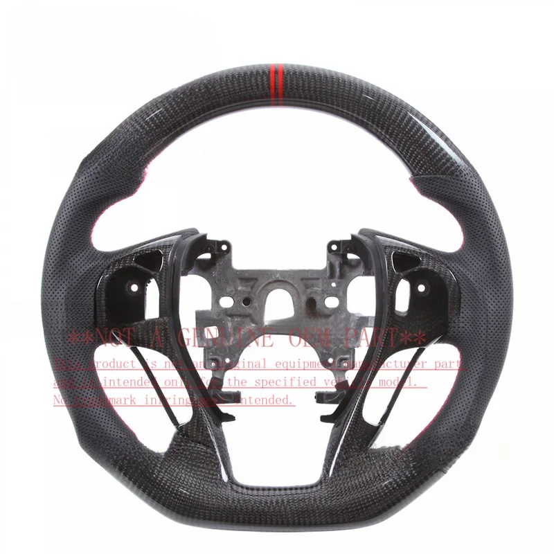 For Honda 9th Gen Accord Perforated Leather Carbon Fiber Modified Steering Wheel Horn Cover Shell Decorative