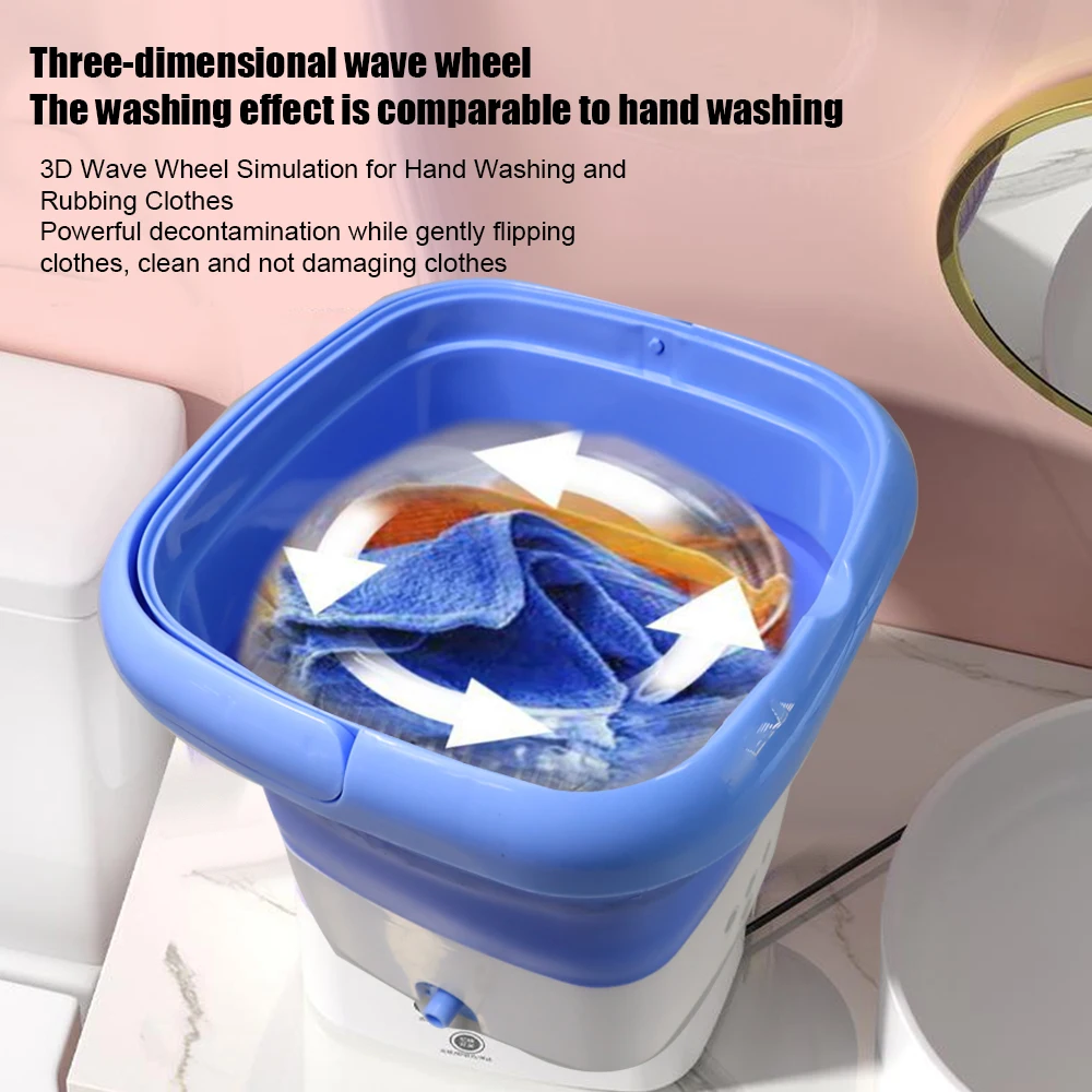 غسالة محمولة قابلة للطي، مجفف صغير، جوارب داخلية، ملابس أطفال، تنظيف منخفض الضوضاء، غسالة سفر