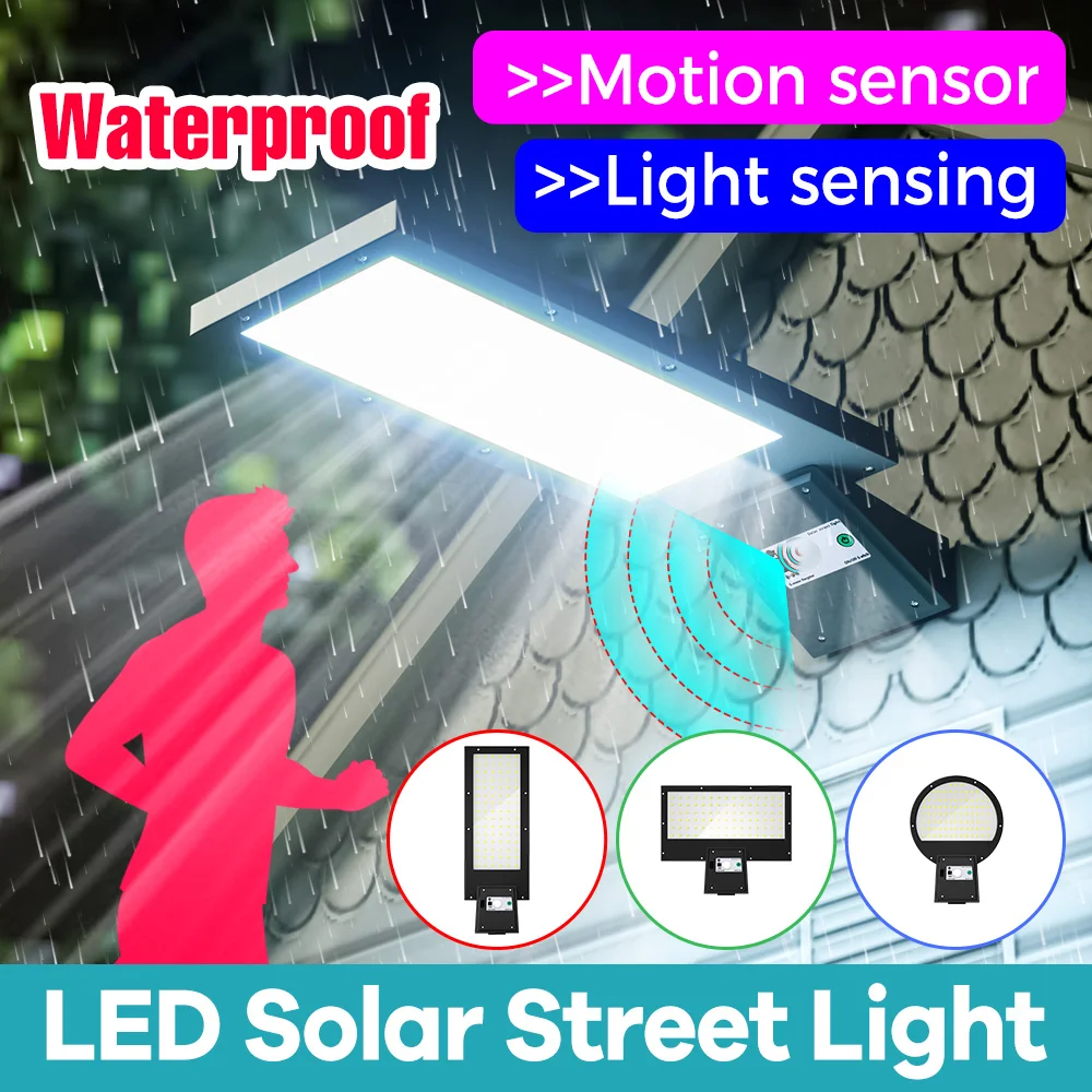 Lampione stradale solare a LED Dusk to Dawn Light Sense Auto On/Off PIR Motion Sensing con lampade da parete Remote USB/Solar Charging Backyard