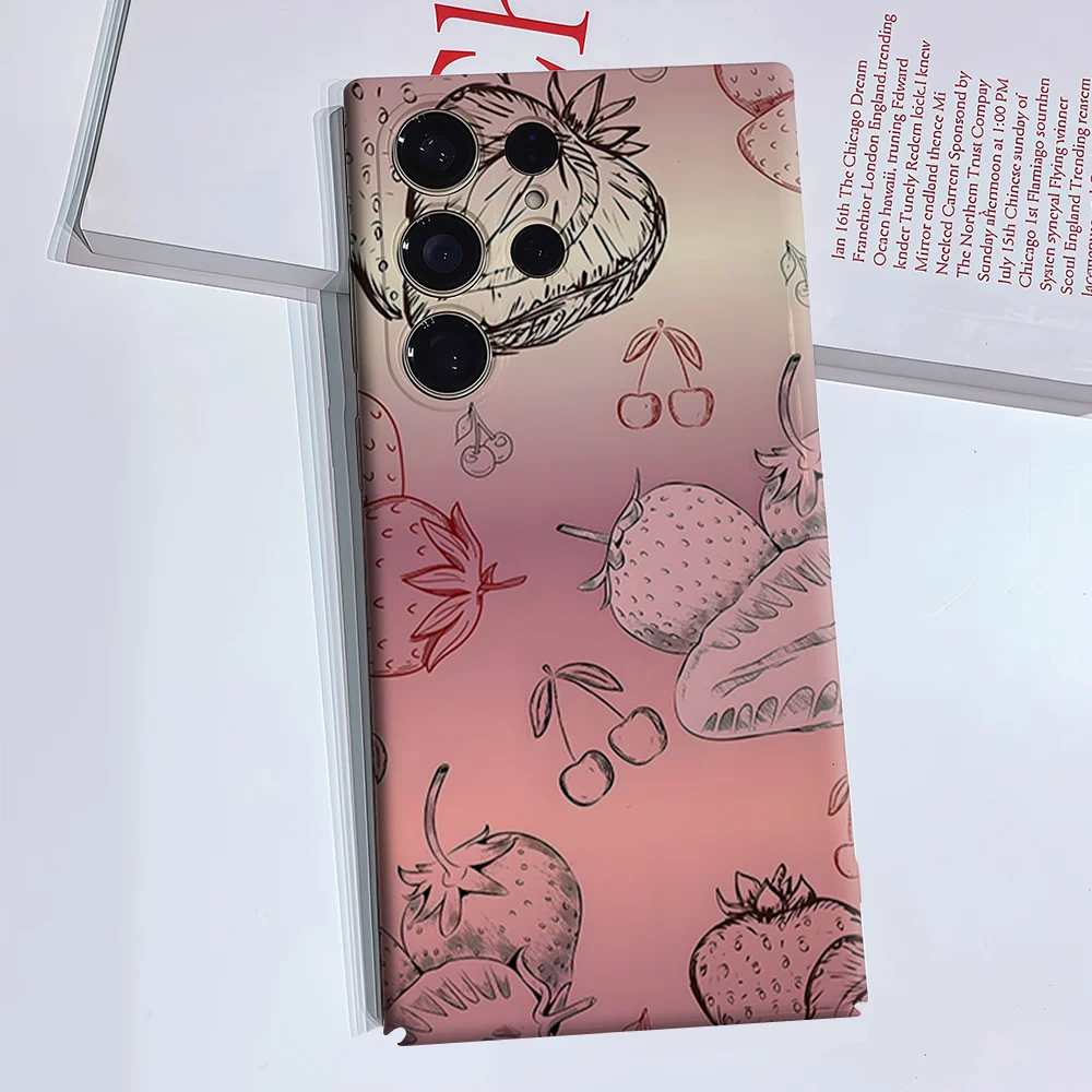 Vintage Fruit Sketch For Samsung Galaxy S26 S25 S24 A56 A36 Dual Layer Luxury Fashion Full Lens Protective Case